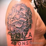 Фото татуировки цветок гортензия 31.03.2021 №002 - tattoo hydrangea - tatufoto.com