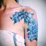 Фото татуировки цветок гортензия 31.03.2021 №041 - tattoo hydrangea - tatufoto.com