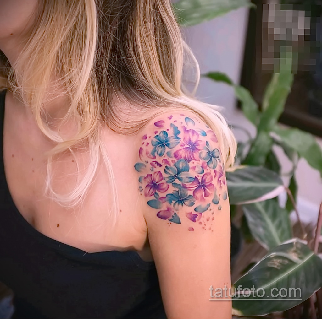 Фото татуировки цветок гортензия 31.03.2021 №113 - tattoo hydrangea - tatufoto.com