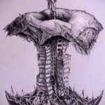 Эскиз для татуировки с яблоком 03.03.2021 №002 - apple tattoo sketches - tatufoto.com