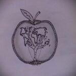 Эскиз для татуировки с яблоком 03.03.2021 №005 - apple tattoo sketches - tatufoto.com