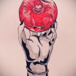 Эскиз для татуировки с яблоком 03.03.2021 №007 - apple tattoo sketches - tatufoto.com