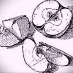 Эскиз для татуировки с яблоком 03.03.2021 №010 - apple tattoo sketches - tatufoto.com