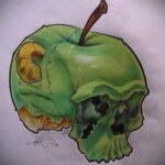 Эскиз для татуировки с яблоком 03.03.2021 №016 - apple tattoo sketches - tatufoto.com