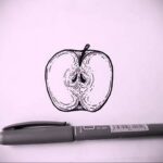 Эскиз для татуировки с яблоком 03.03.2021 №018 - apple tattoo sketches - tatufoto.com