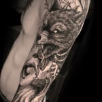 Фото татуировки с оборотнем 01.04.2021 №128 - werewolf tattoo - tatufoto.com