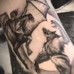 Фото татуировки с оборотнем 01.04.2021 №144 - werewolf tattoo - tatufoto.com