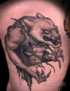 Фото татуировки с оборотнем 01.04.2021 №174 - werewolf tattoo - tatufoto.com