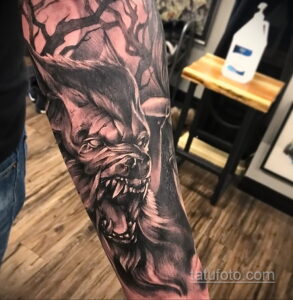 Фото татуировки с оборотнем 01.04.2021 №175 - werewolf tattoo - tatufoto.com