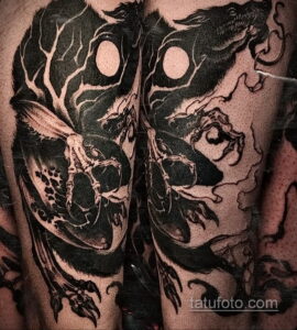 Фото татуировки с оборотнем 01.04.2021 №178 - werewolf tattoo - tatufoto.com