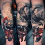 Фото татуировки с оборотнем 01.04.2021 №410 - werewolf tattoo - tatufoto.com