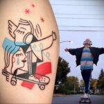 Фото тату со скейтбордом 19.06.2021 №008 - skateboard tattoo - tatufoto.com