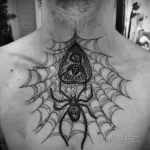 Фото тату паук на груди 25.07.2021 №035 - spider tattoo on chest - tatufoto.com