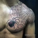 Фото тату паук на груди 25.07.2021 №036 - spider tattoo on chest - tatufoto.com