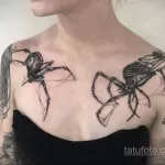 Фото тату паук на плече 25.07.2021 №009 - spider tattoo on shoulder - tatufoto.com