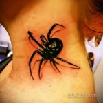 Фото тату паук на шее 25.07.2021 №004 - spider neck tattoo - tatufoto.com
