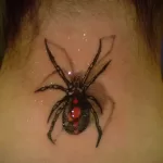 Фото тату паук на шее 25.07.2021 №009 - spider neck tattoo - tatufoto.com