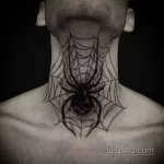 Фото тату паук на шее 25.07.2021 №010 - spider neck tattoo - tatufoto.com