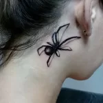 Фото тату паук на шее 25.07.2021 №013 - spider neck tattoo - tatufoto.com