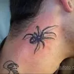 Фото тату паук на шее 25.07.2021 №017 - spider neck tattoo - tatufoto.com