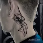 Фото тату паук на шее 25.07.2021 №020 - spider neck tattoo - tatufoto.com