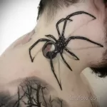 Фото тату паук на шее 25.07.2021 №023 - spider neck tattoo - tatufoto.com