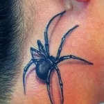 Фото тату паук на шее 25.07.2021 №024 - spider neck tattoo - tatufoto.com