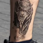 Временная тату с ягуаром внизу ноги взрослого мужчины - Уличная тату (street tattoo) № 14–210821 5