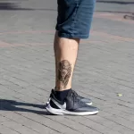 Временная тату с ягуаром внизу ноги взрослого мужчины - Уличная тату (street tattoo) № 14–210821 6