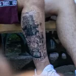 Тату государство кукловод на ноге парня - Уличная тату (street tattoo) № 14–210821 3