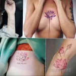 Фото женской тату лотос 07.08.2021 №051 - female tattoo lotus - tatufoto.com