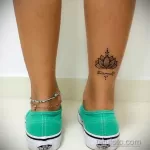 Фото тату лотос на ноге 07.08.2021 №003 - lotus tattoo on her leg - tatufoto.com
