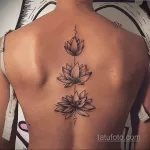 Фото тату лотос на спине 07.08.2021 №071 - lotus tattoo on back - tatufoto.com