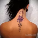 Фото тату лотос на шее 07.08.2021 №035 - lotus tattoo on neck - tatufoto.com