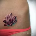 Фото тату лотоса на животе 07.08.2021 №015 - lotus tattoo on stomach - tatufoto.com