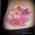 Фото тату лотоса на животе 07.08.2021 №016 - lotus tattoo on stomach - tatufoto.com