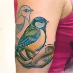 Фото тату с птицей синица 13,08,2021 - №0008 - Tit tattoo - tatufoto.com