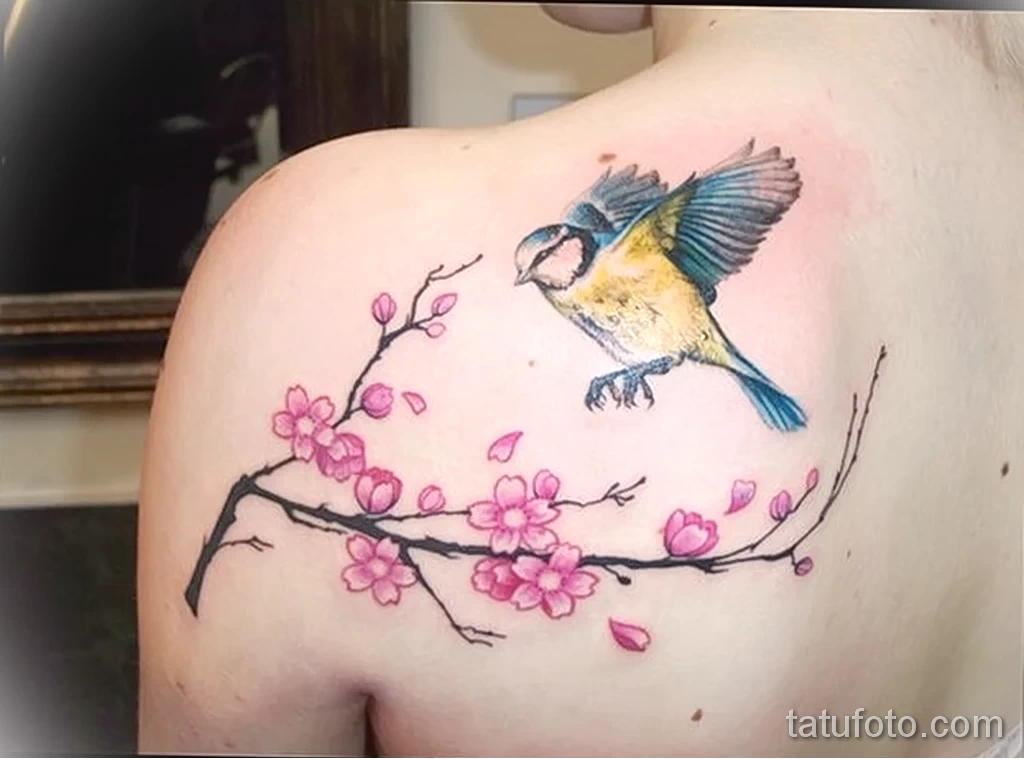 Фото тату с птицей синица 13,08,2021 - №0025 - Tit tattoo - tatufoto.com