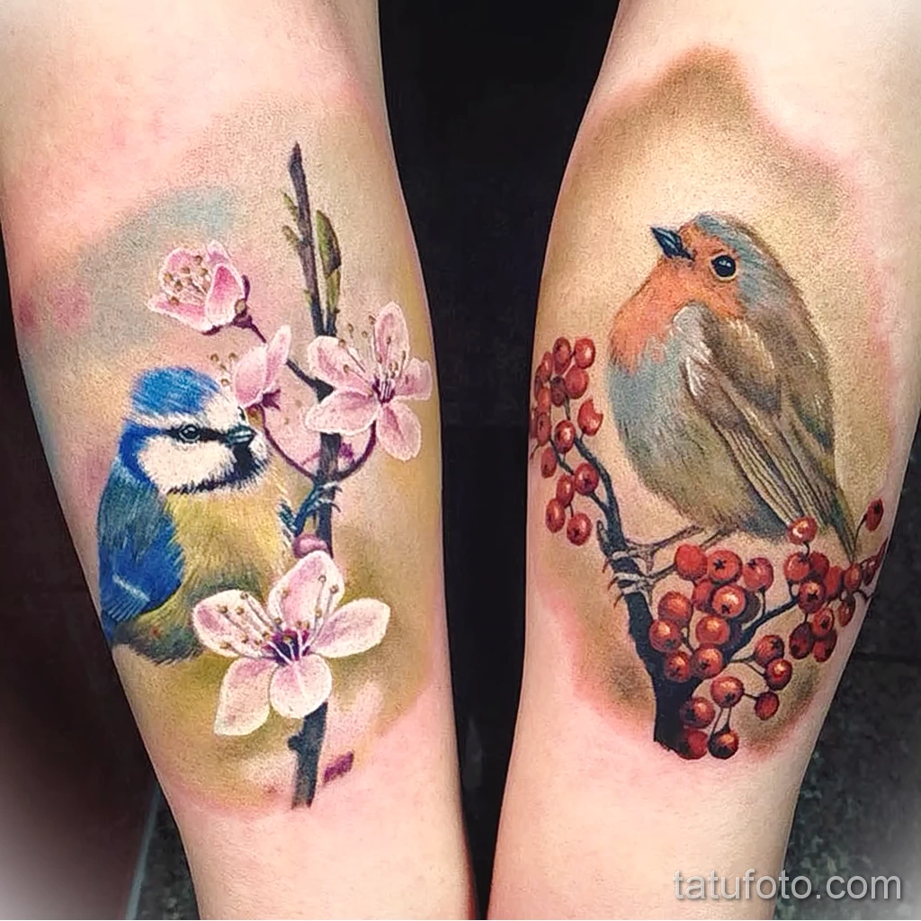Фото тату с птицей синица 13,08,2021 - №0038 - Tit tattoo - tatufoto.com