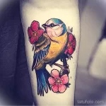 Фото тату с птицей синица 13,08,2021 - №0046 - Tit tattoo - tatufoto.com