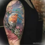 Фото тату с птицей синица 13,08,2021 - №0047 - Tit tattoo - tatufoto.com