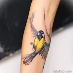 Фото тату с птицей синица 13,08,2021 - №0090 - Tit tattoo - tatufoto.com