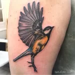 Фото тату с птицей синица 13,08,2021 - №0218 - Tit tattoo - tatufoto.com