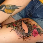 Фото тату с птицей синица 13,08,2021 - №0229 - Tit tattoo - tatufoto.com