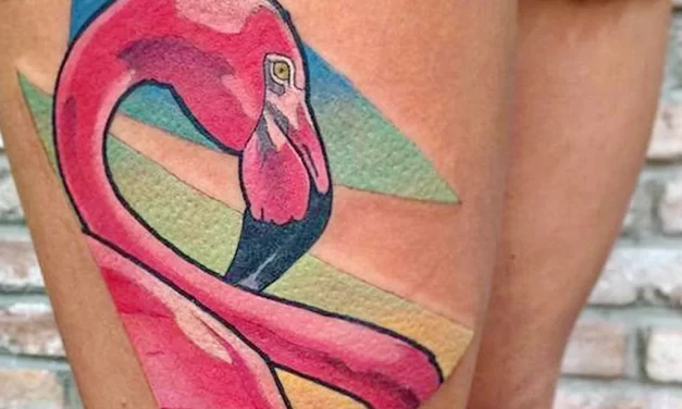 Рисунок тату розовый фламинго