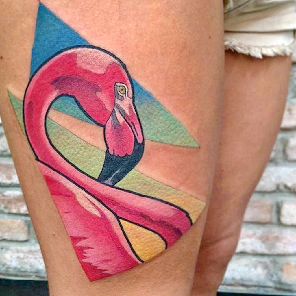 Фото тату розовый фламинго 26,09,2021 - №0007 - flamingo tattoo - tatufoto.com