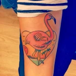 Фото тату розовый фламинго 26,09,2021 - №0148 - flamingo tattoo - tatufoto.com