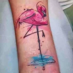 Фото тату розовый фламинго 26,09,2021 - №0179 - flamingo tattoo - tatufoto.com