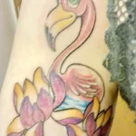Фото тату розовый фламинго 26,09,2021 - №0219 - flamingo tattoo - tatufoto.com