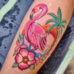 Фото тату розовый фламинго 26,09,2021 - №0354 - flamingo tattoo - tatufoto.com
